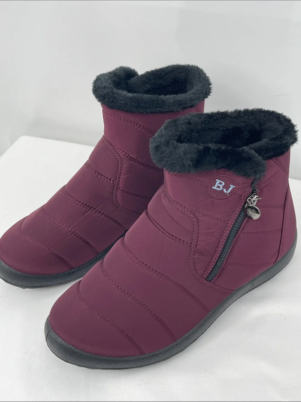 BJ WOMENS SIZE 40 Cozy Winter Ankle Boot - Burgundy SIZE 40